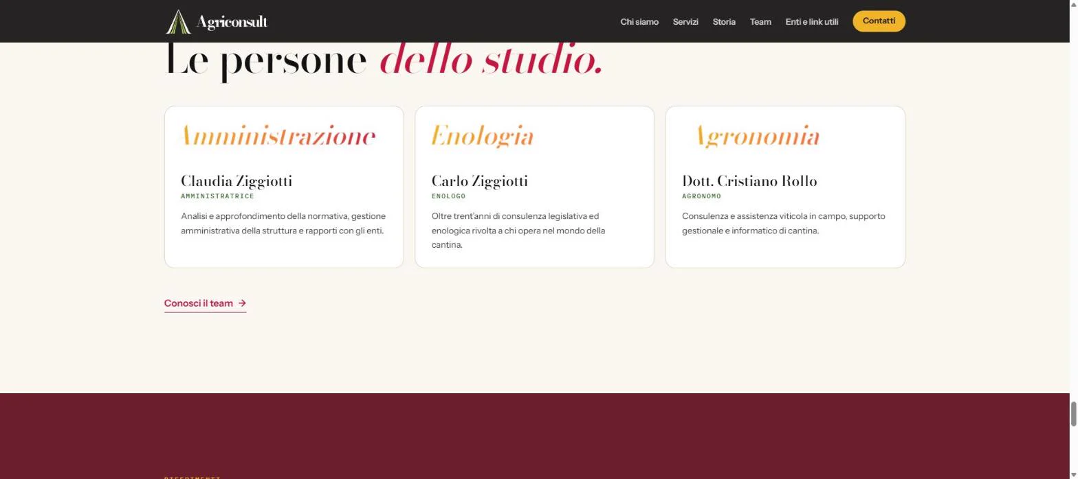 Demo Agriconsult: sezione con le persone dello studio